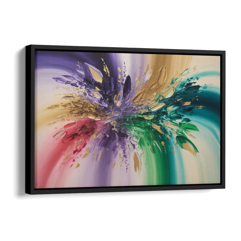 JewelToned Dynamics Colorful Abstract Side - Black Canvas Wall Art