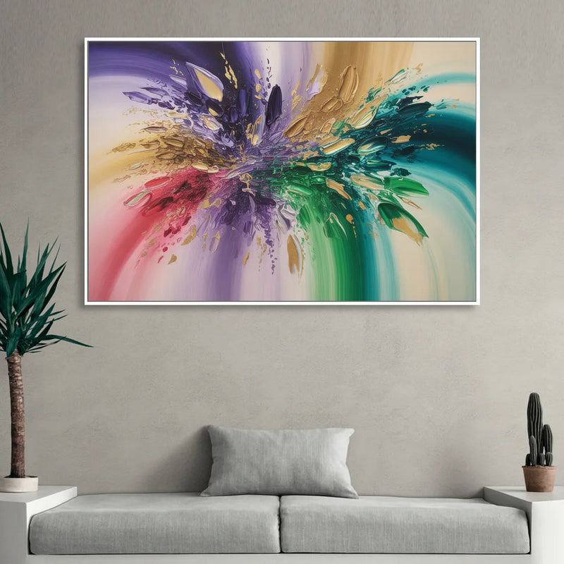 JewelToned Dynamics Colorful Abstract Sitting Room - White Canvas Wall Art