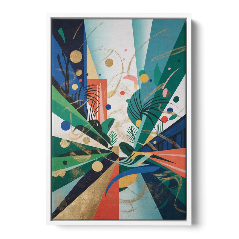 JewelToned Urban Energy Colorful Abstract Front - White Canvas Wall Art