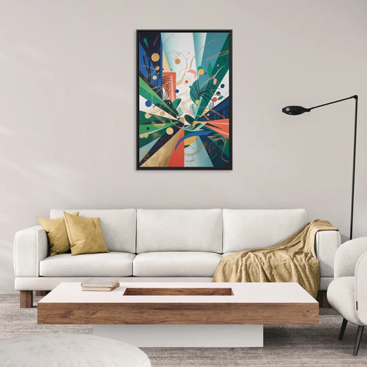 JewelToned Urban Energy Colorful Abstract - Living Room Black Frame Canvas