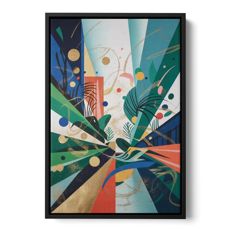 JewelToned Urban Energy Colorful Abstract Front - Black Canvas Wall Art