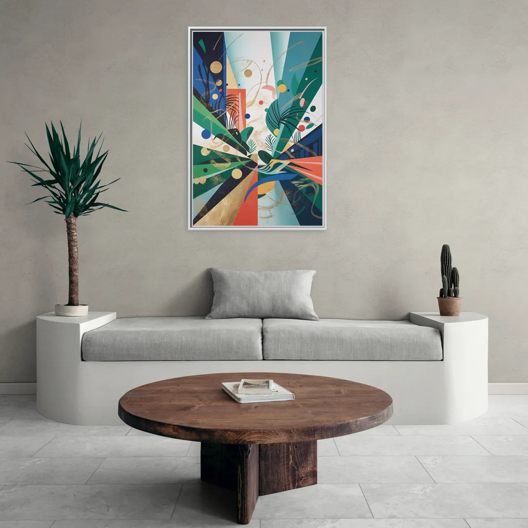 JewelToned Urban Energy Colorful Abstract - Living Room White Frame Canvas