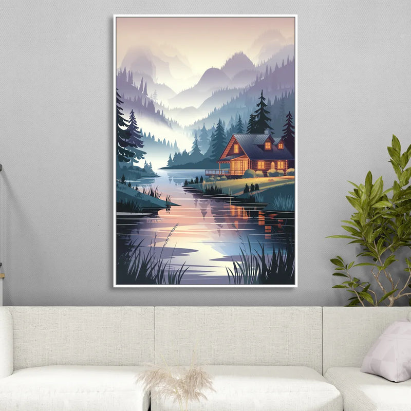 Joseph Serene Waterfront Sitting Room - White Canvas Wall Art