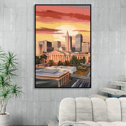 Joseph Skyline Sunset Living Room - Black Canvas Wall Art