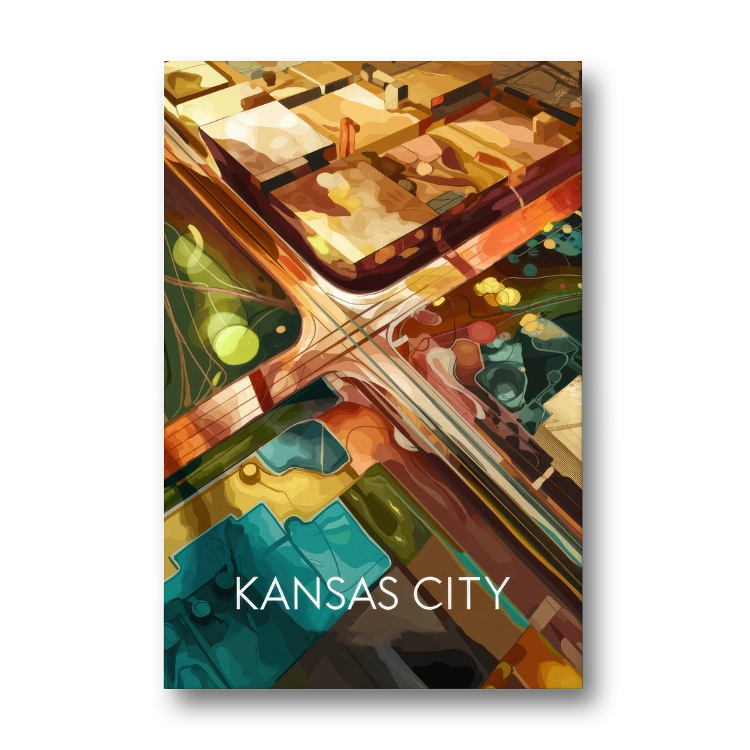 Kansas City Aerial View - Canvas Wall Art - Front