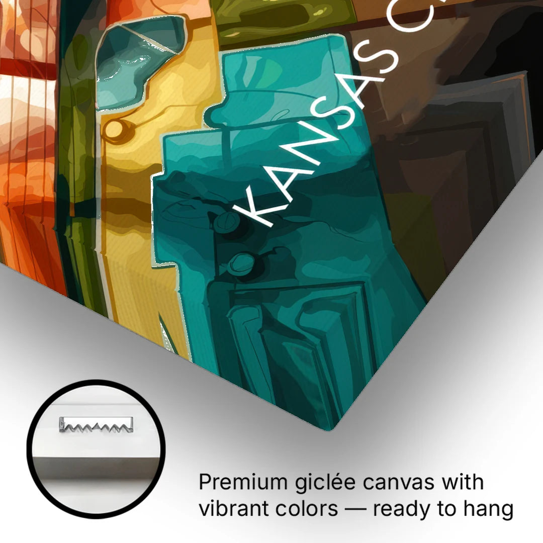 Kansas City Aerial View - Canvas Wall Art - Gallery Wrap Corner