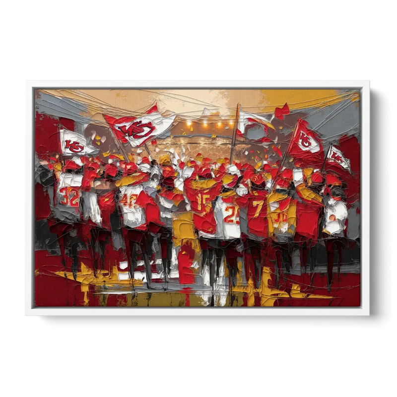 Kansas City Chiefs Fans Gathering Front - White Canvas Wall Art