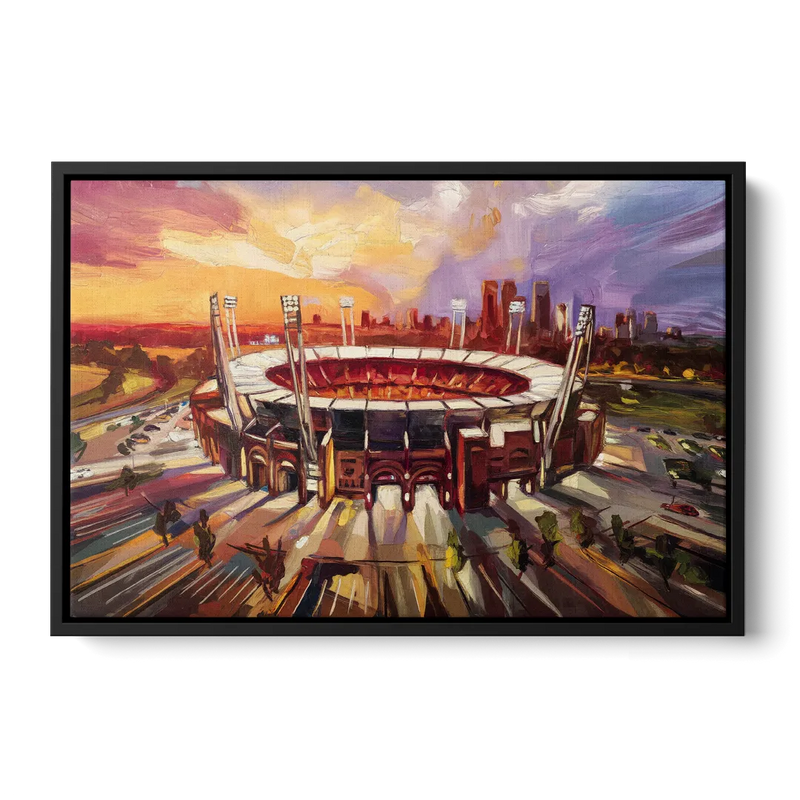 Kansas City Chiefs Stadium Front - Black Canvas Wall Art