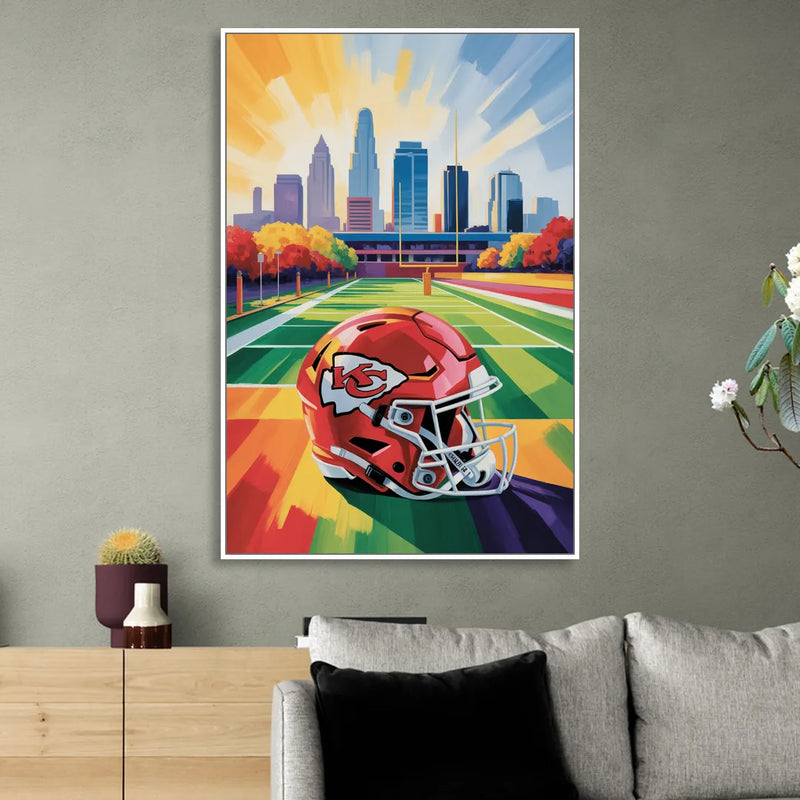 Kansas City Chiefs Vibrant Impressionistic Landscape Living Room - White Canvas Wall Art