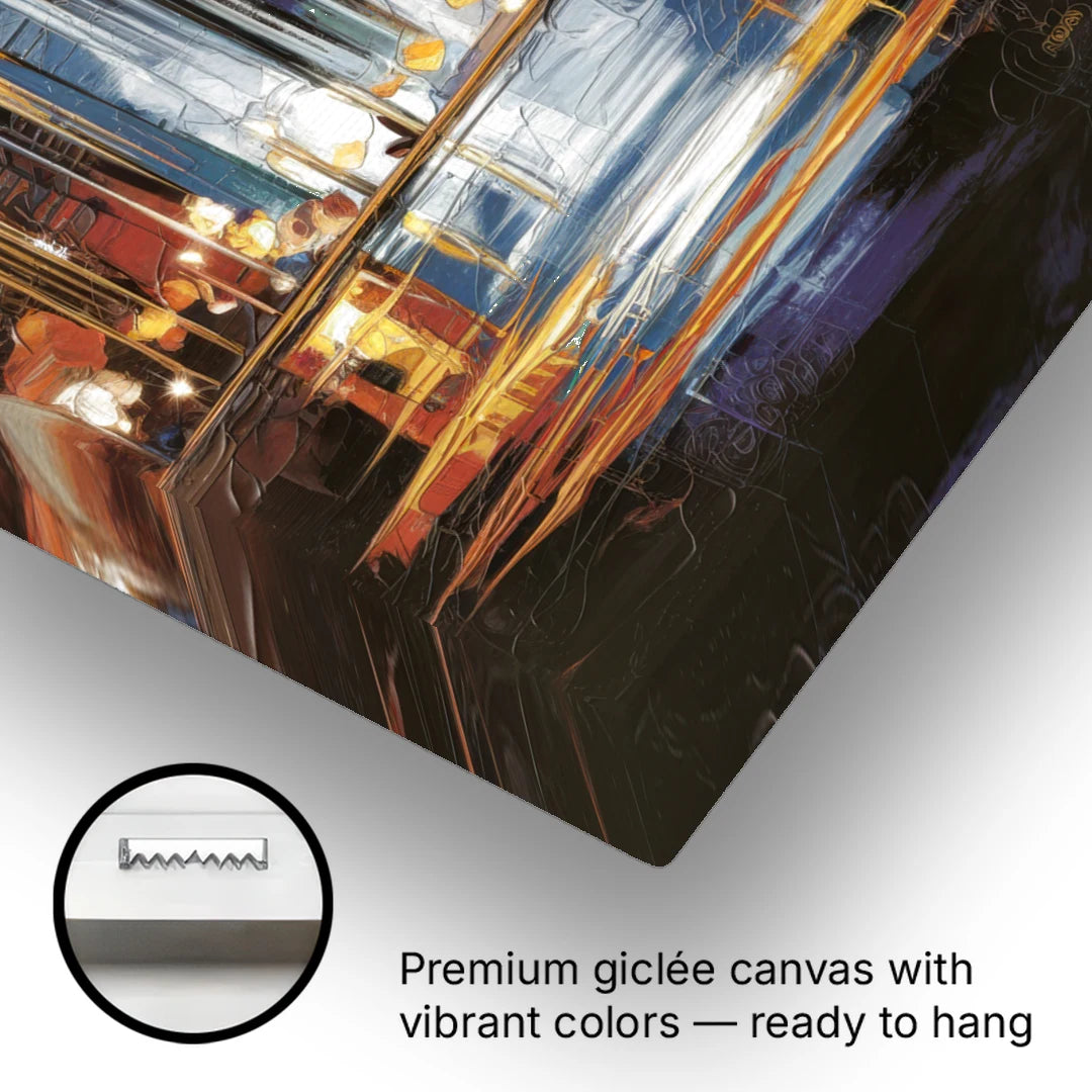 Kansas City Downtown By Night Panorama - Canvas Wall Art - Gallery Wrap Corner