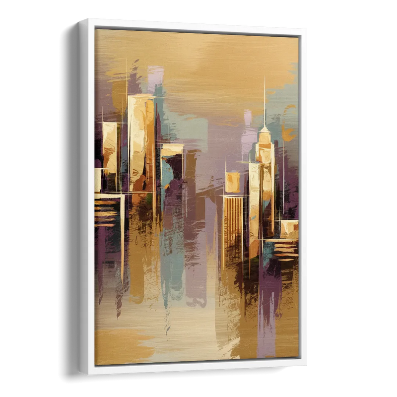 Kansas City Downtown Panorama Side - White Canvas Wall Art