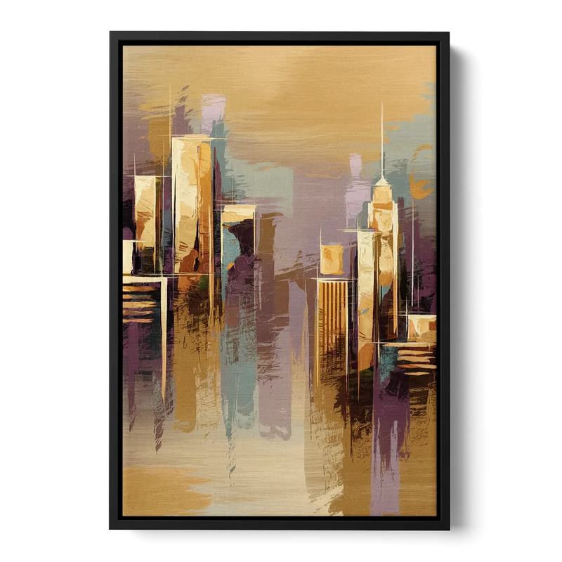 Kansas City Downtown Panorama Front - Black Canvas Wall Art