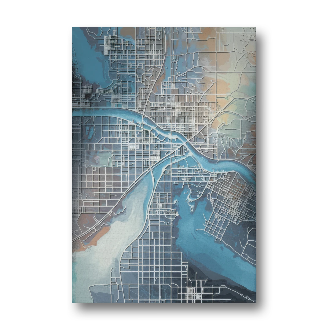 Kansas City Missouri Map - Canvas Wall Art - Front