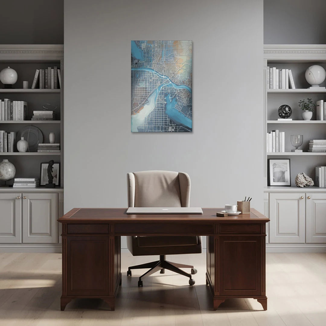Kansas City Missouri Map - Canvas Wall Art - Office - 24x36