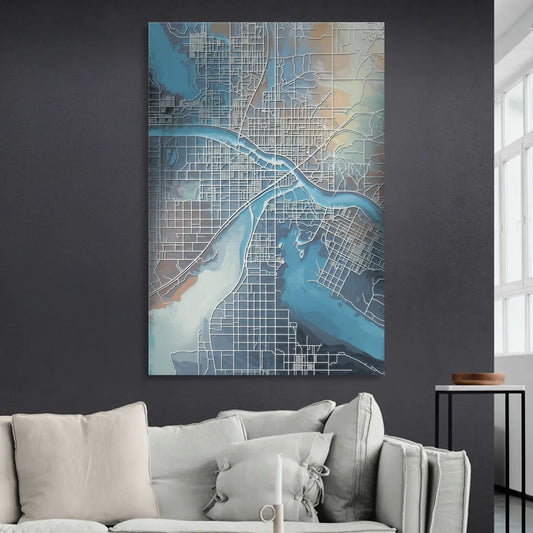 Kansas City Missouri Map Living Room - Canvas Wall Art