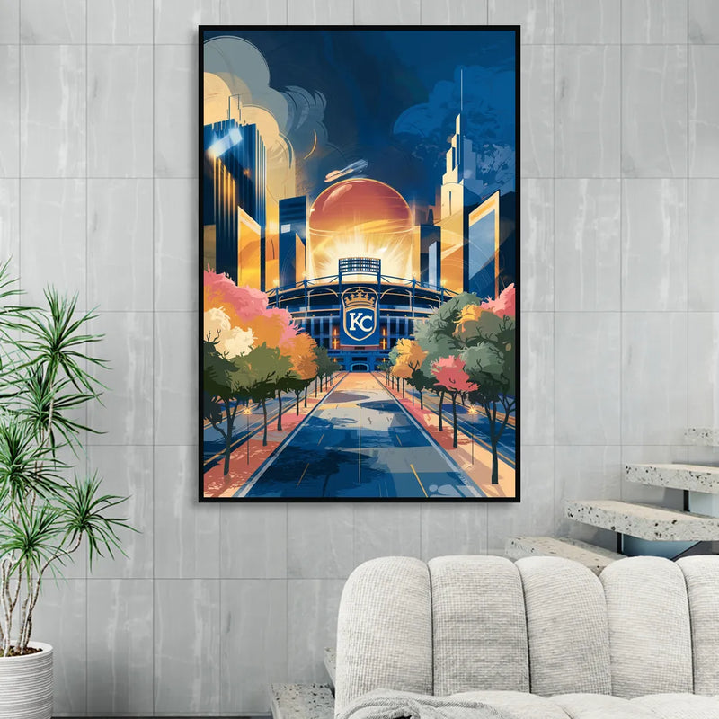 Kansas City Royals Championship Living Room - Black Canvas Wall Art