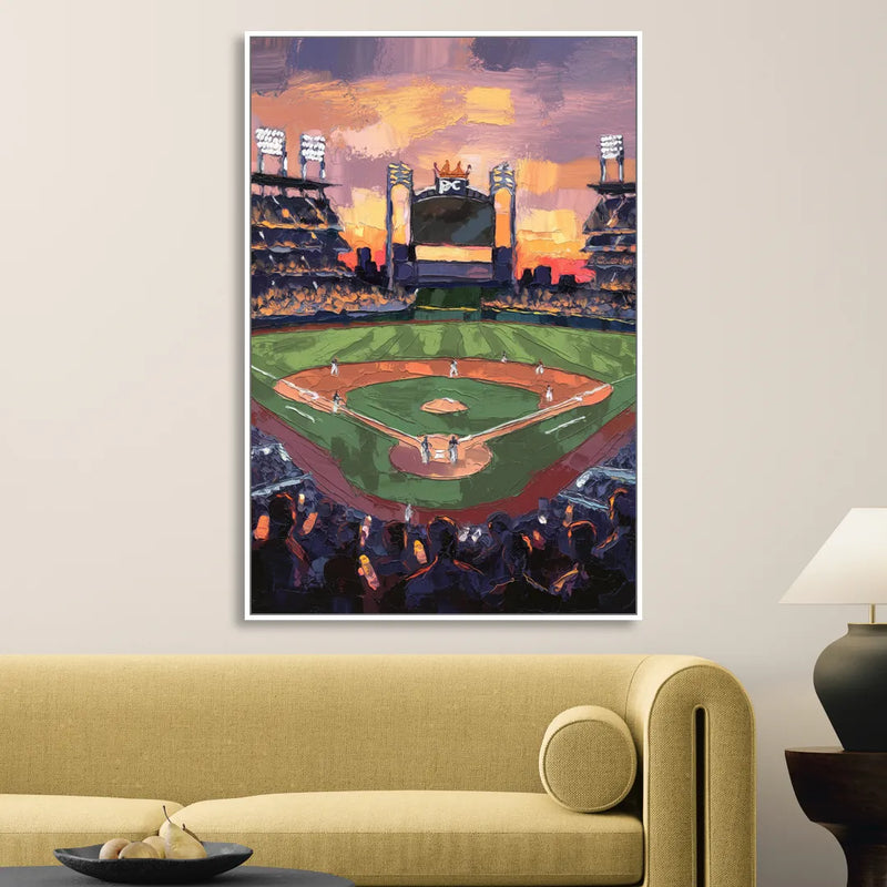 Kansas City Royals Stadium View Sitting Room - White Canvas Wall Art