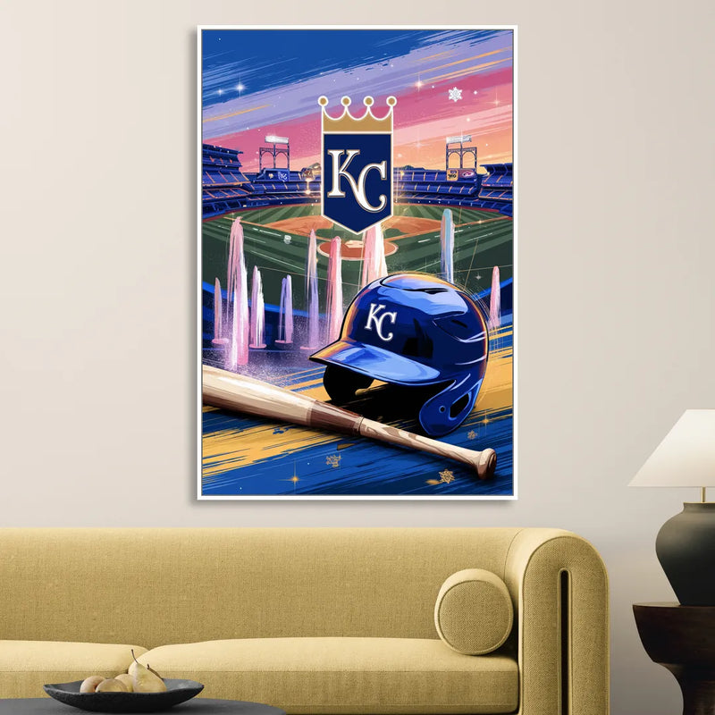 Kansas City Royals Team Spirit Living Room - White Canvas Wall Art
