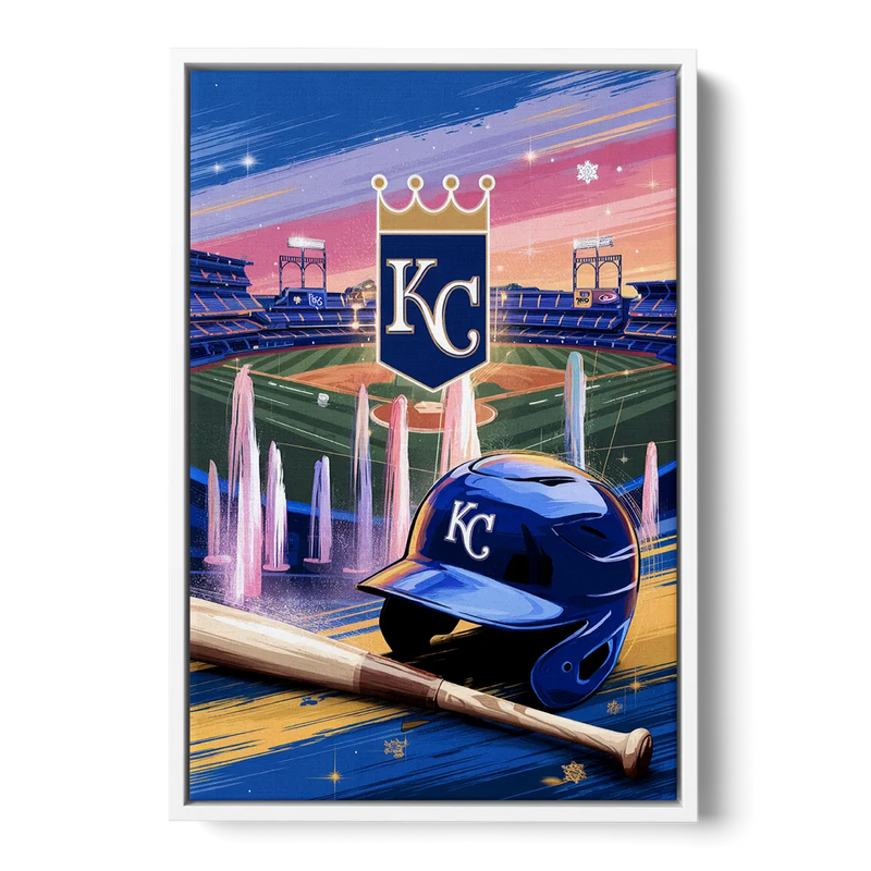 Kansas City Royals Team Spirit Front - White Canvas Wall Art