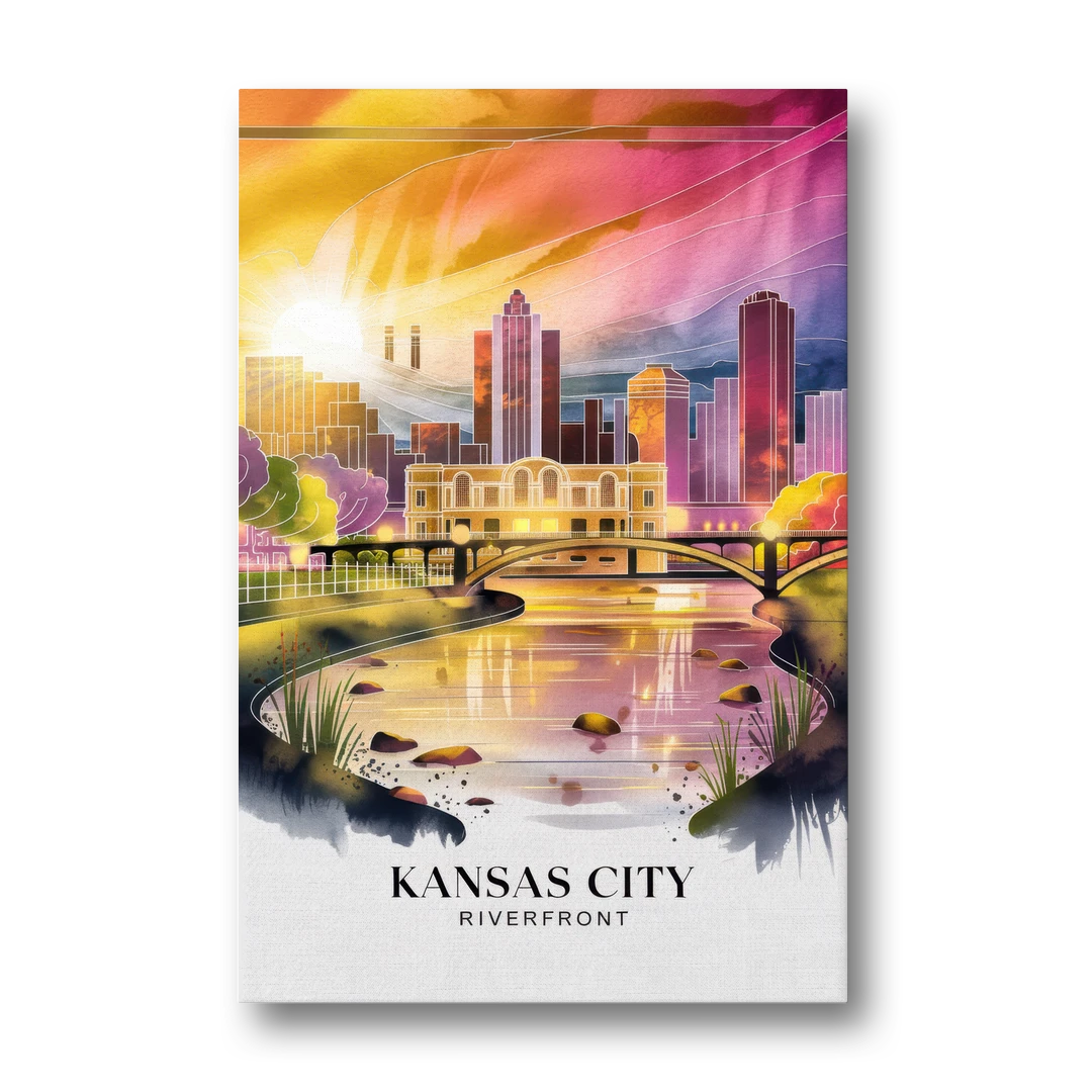 Kansas City Scenic Riverfront - Canvas Wall Art - Front