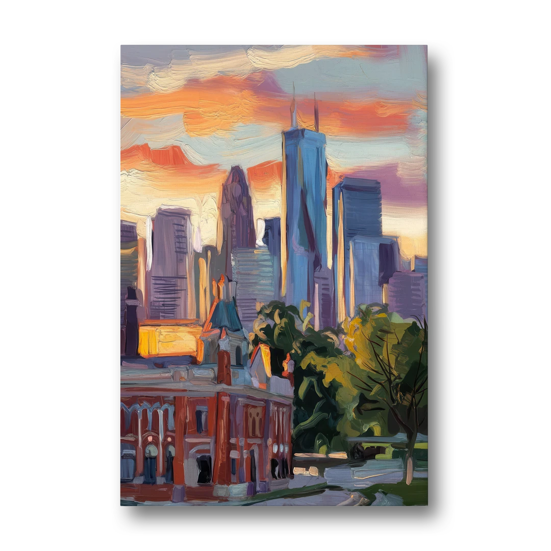 Kansas City Skyline at Sunset - Canvas Wall Art - Front