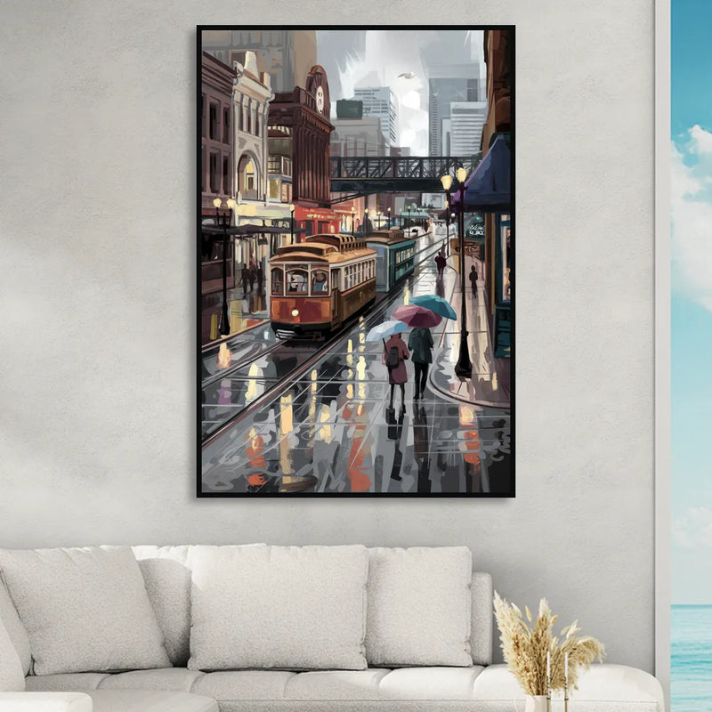 Kansas City Street Scenes Sitting Room - Black Canvas Wall Art