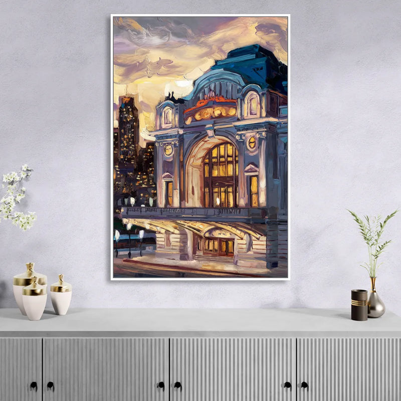Kansas City Union Station Sitting Room - White Canvas Wall Art