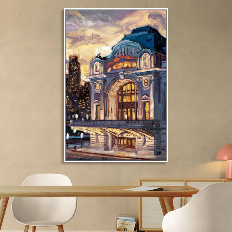 Kansas City Union Station Living Room - White Canvas Wall Art