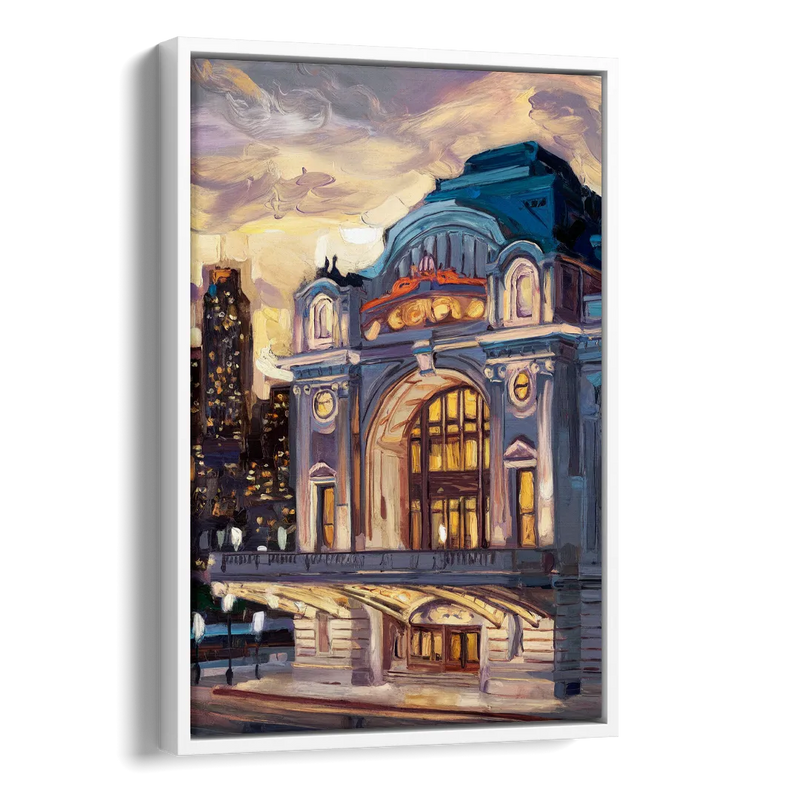 Kansas City Union Station Side - White Canvas Wall Art