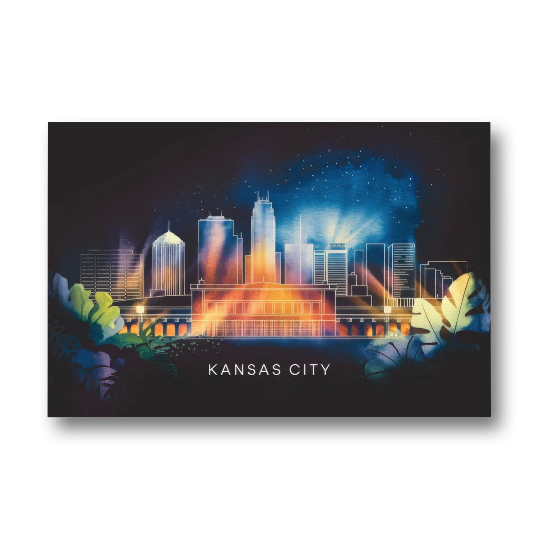 Kansas City Vibrant Downtown - Canvas Wall Art - Front