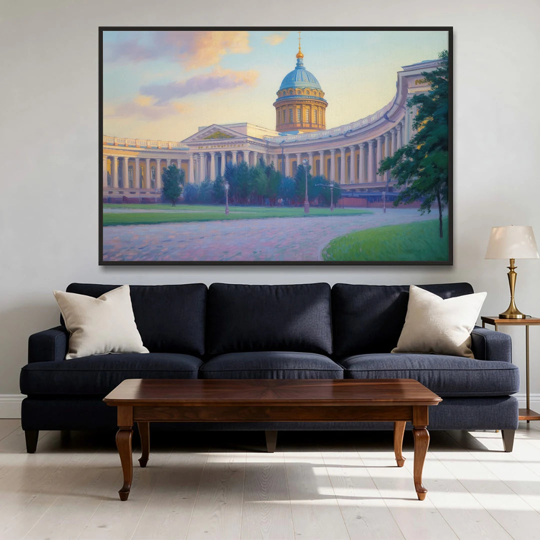 Kazan Cathedral Serenity - Black Framed Canvas Wall Art - Sofa - 60x40