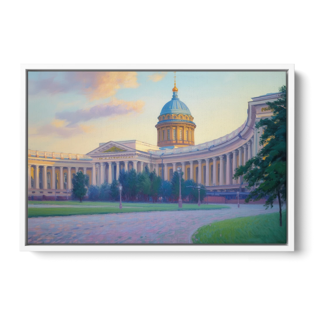 Kazan Cathedral Serenity - White Framed Canvas Wall Art - Front