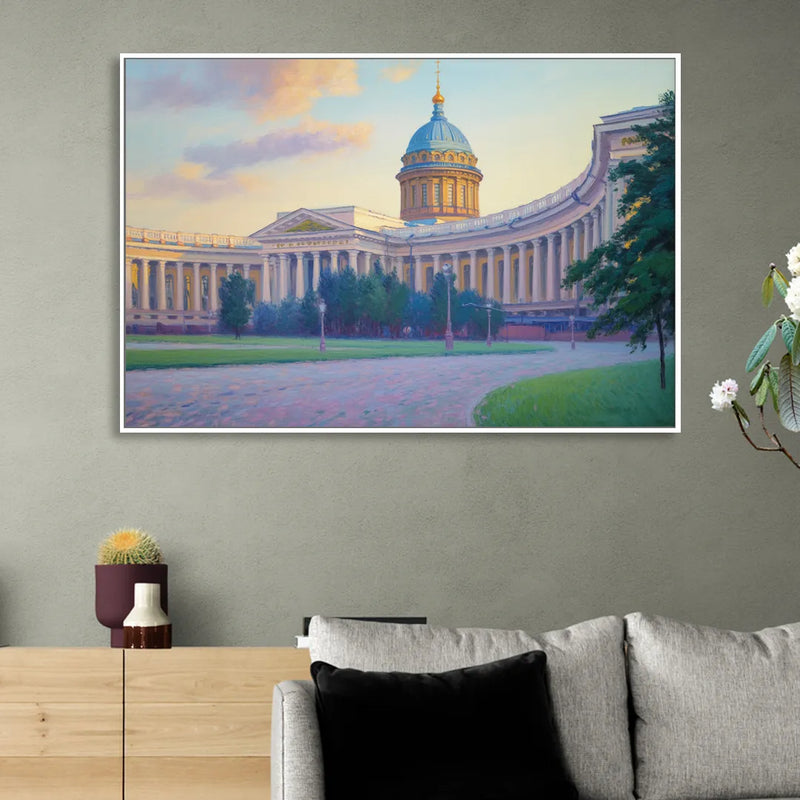 Kazan Cathedral Serenity Living Room - White Canvas Wall Art
