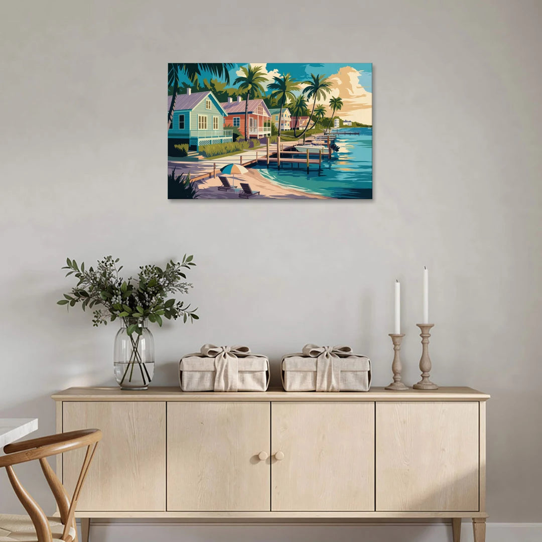 Key West Florida Coastline - Canvas Wall Art - Coffee Table - 36x24