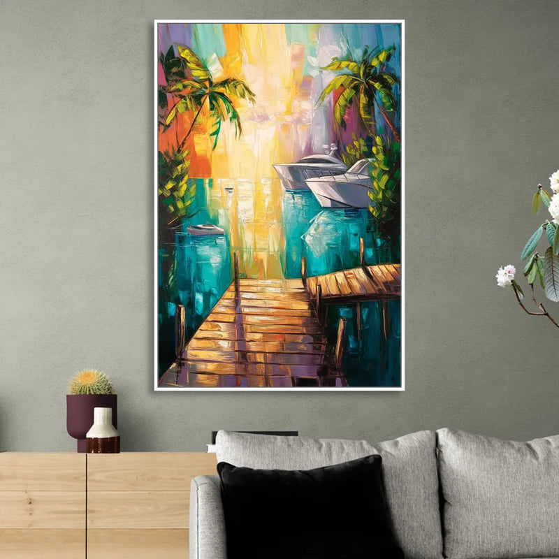 Key West Harbor Views Sitting Room - White Canvas Wall Art