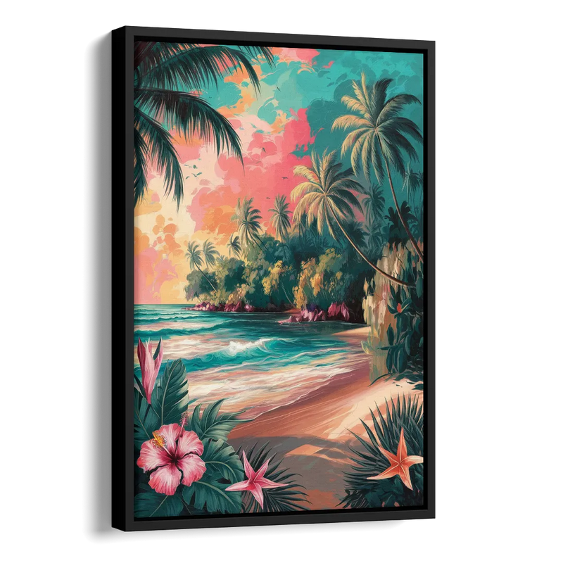 Key West Island Vibes Side - Black Canvas Wall Art