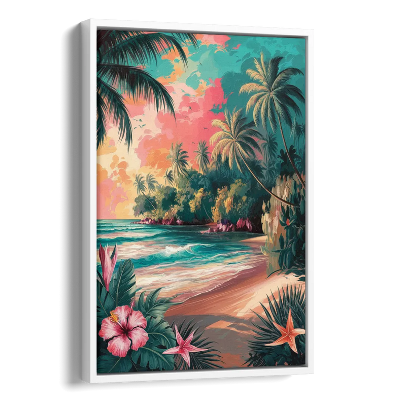 Key West Island Vibes Side - White Canvas Wall Art