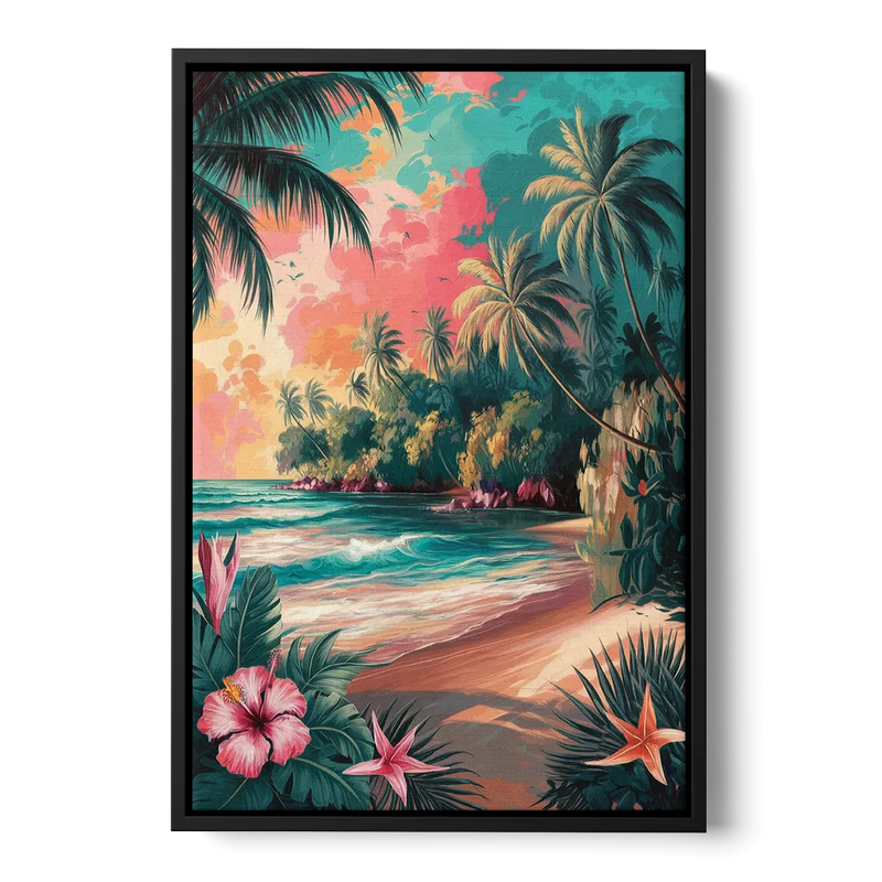 Key West Island Vibes Front - Black Canvas Wall Art