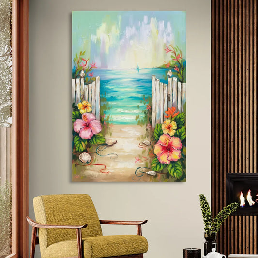 Key West Nautical Charm Living Room - Canvas Wall Art