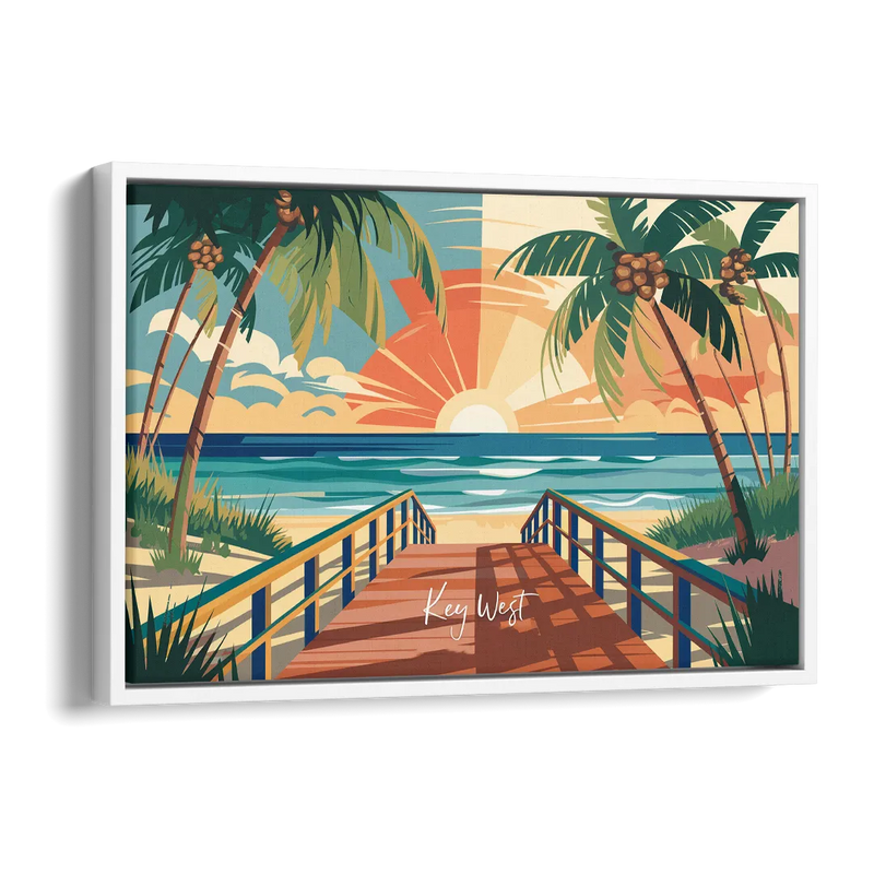 Key West Ocean Breeze Side - White Canvas Wall Art