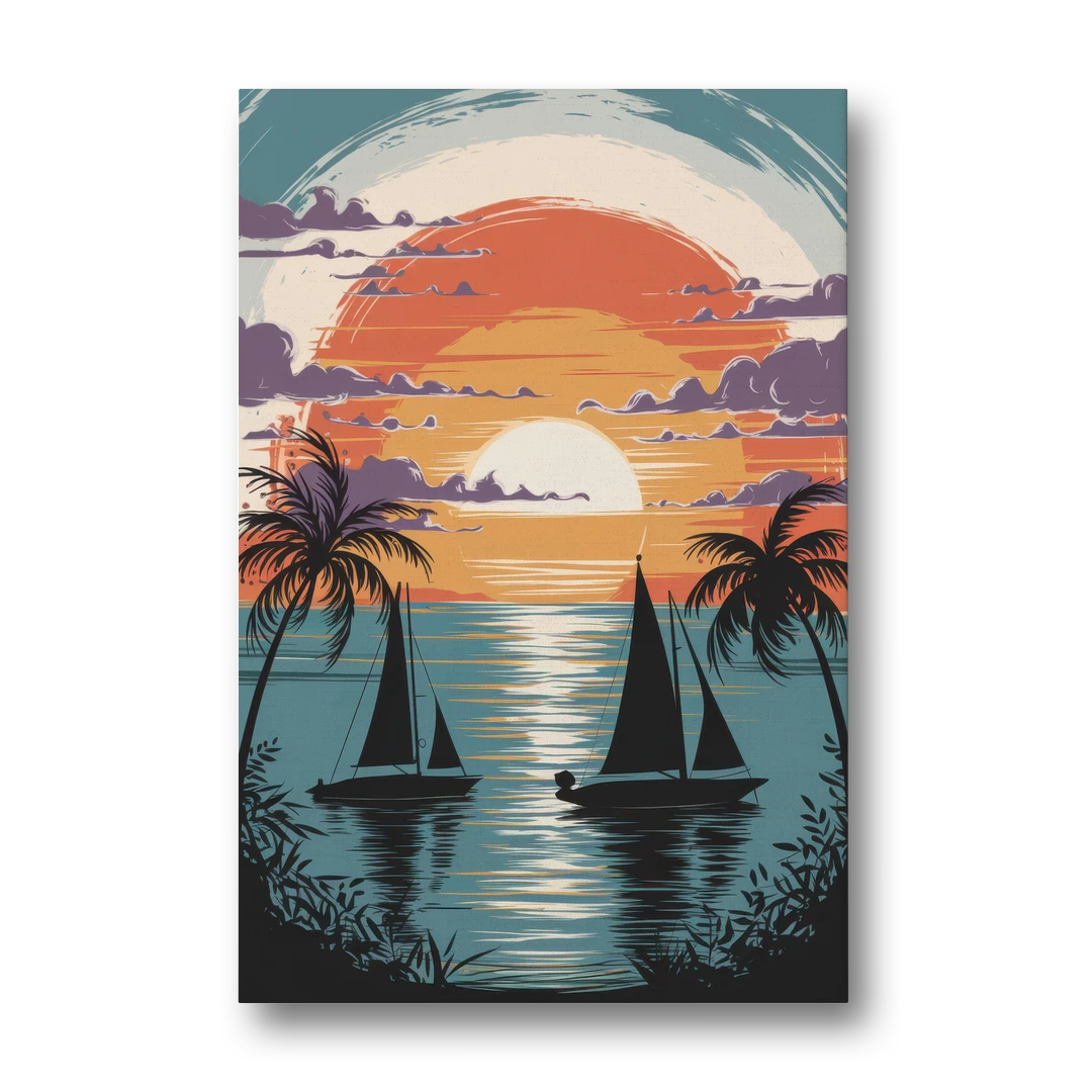 Key West Sunset Over Water - Canvas Wall Art - Front