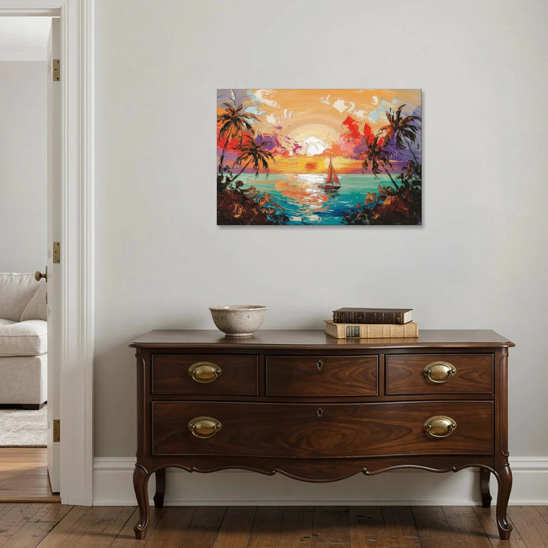Key West Tropical Sunset - Canvas Wall Art - Coffee Table - 36x24