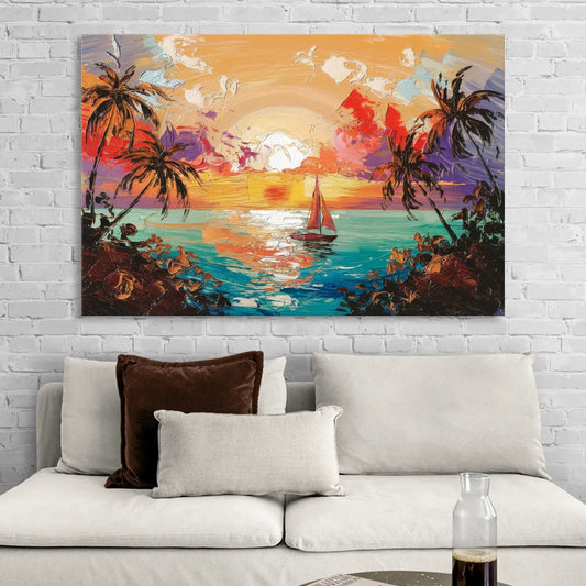 Key West Tropical Sunset Living Room - Canvas Wall Art