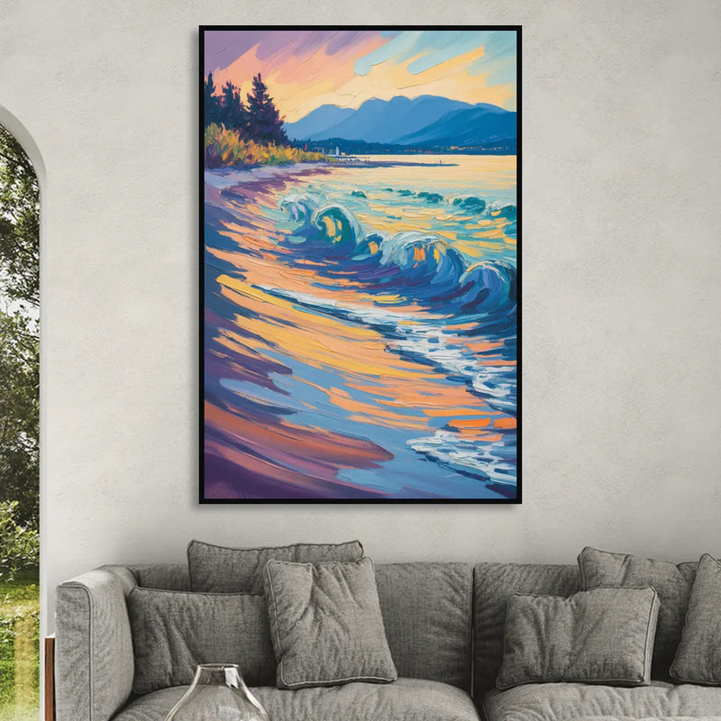 Kitsilano Beach Living Room - Black Canvas Wall Art
