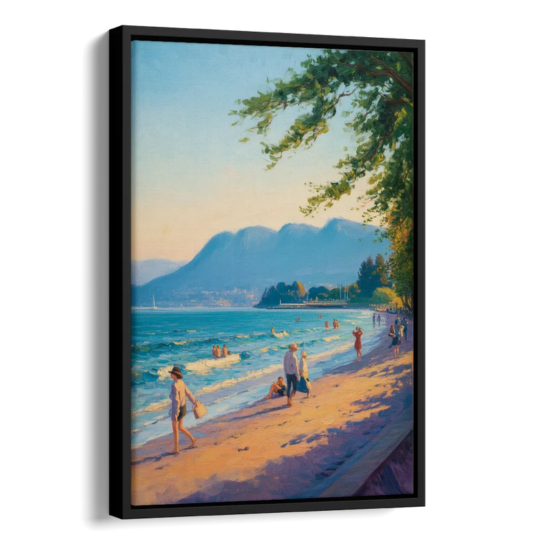 Kitsilano Beach Day Side - Black Canvas Wall Art