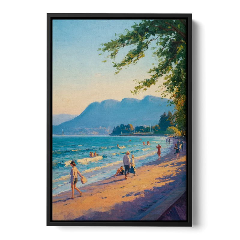 Kitsilano Beach Day Front - Black Canvas Wall Art