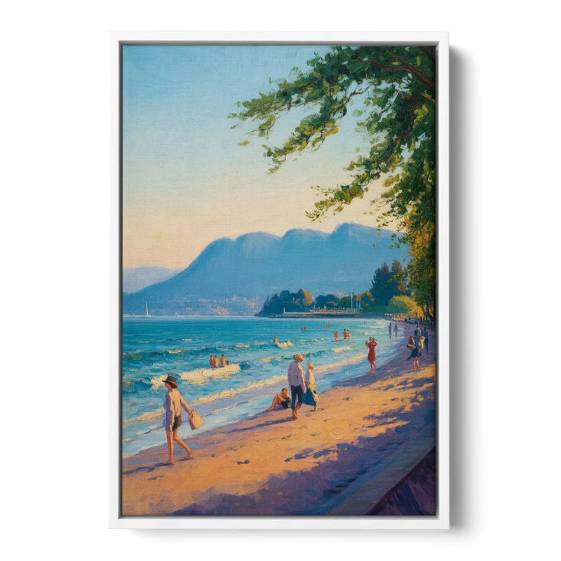 Kitsilano Beach Day Front - White Canvas Wall Art