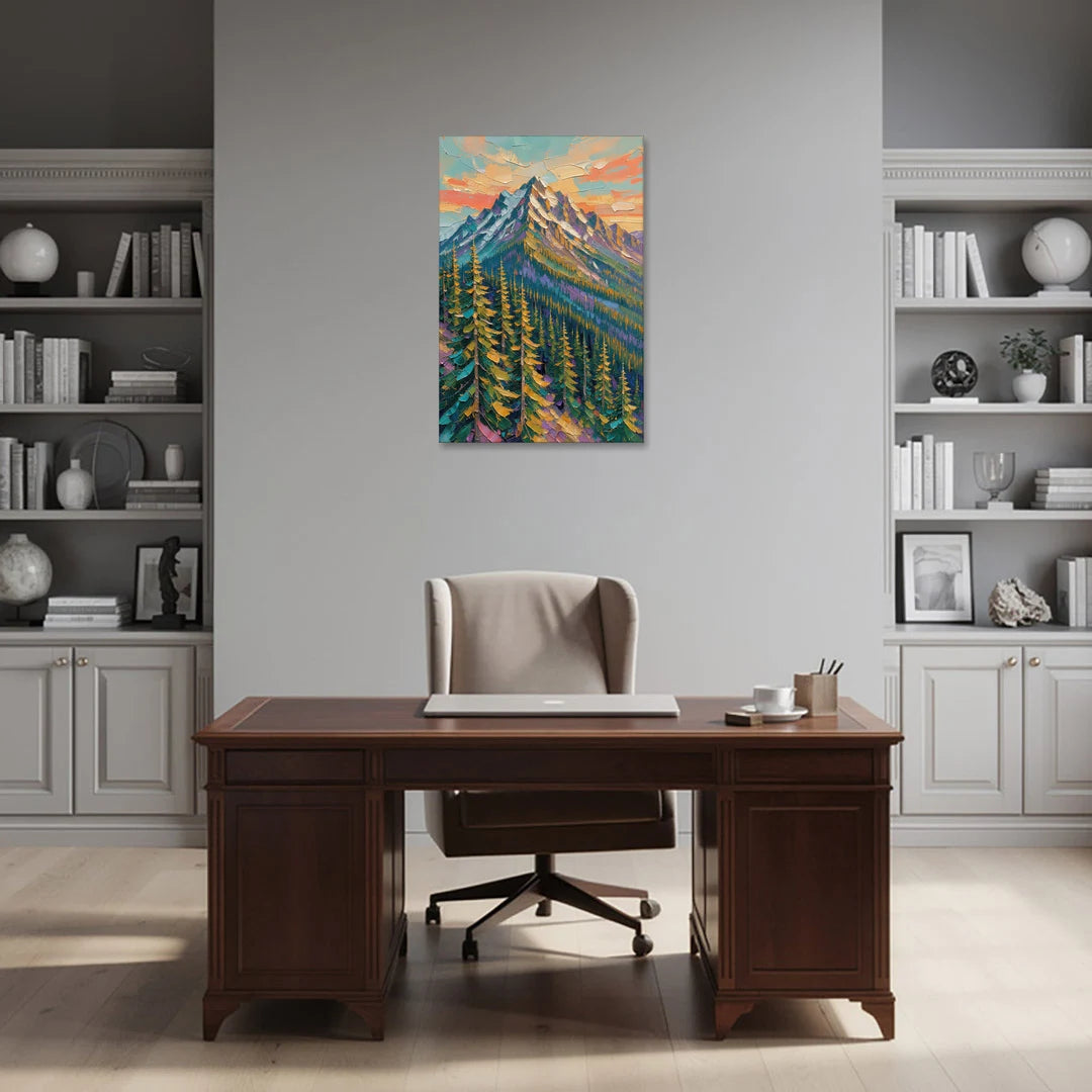 Knife-Laid Pines Below the Peak - Canvas Wall Art - Office - 24x36