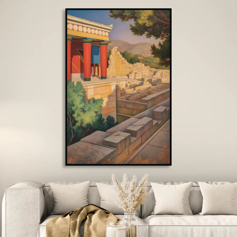 Knossos Palace Sitting Room - Black Canvas Wall Art