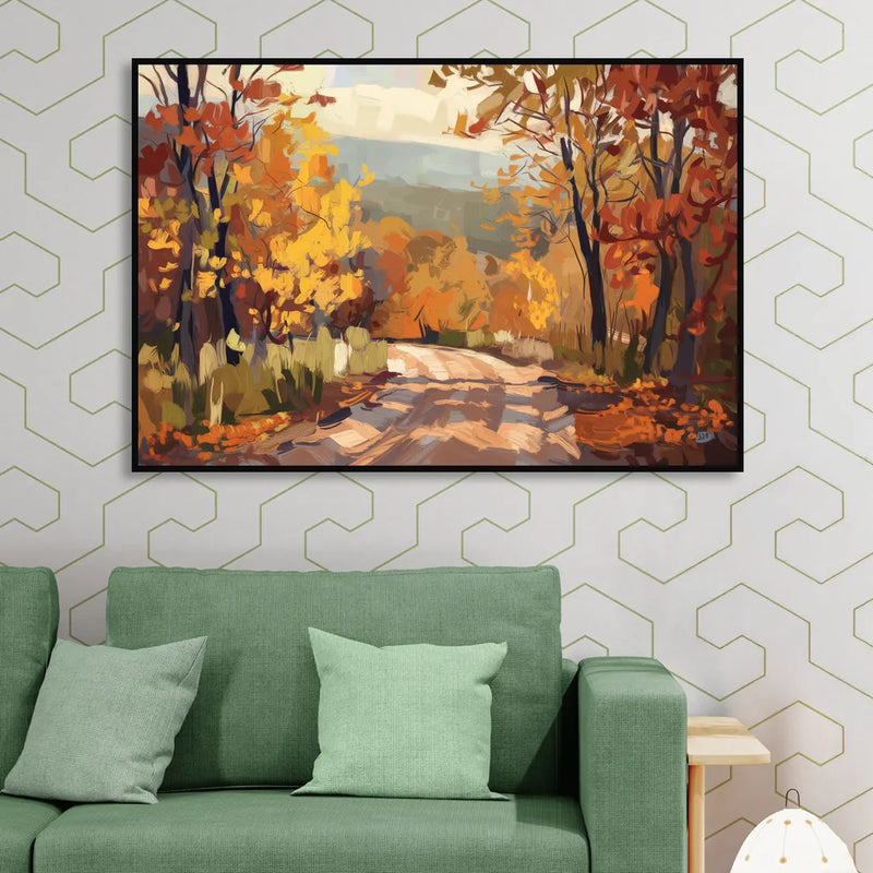 Knoxville Autumn Colors Living Room - Black Canvas Wall Art